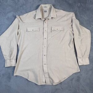 Vintage Levi's Western Snap Button Shirt XL Beige Long Sleeve Made in Korea